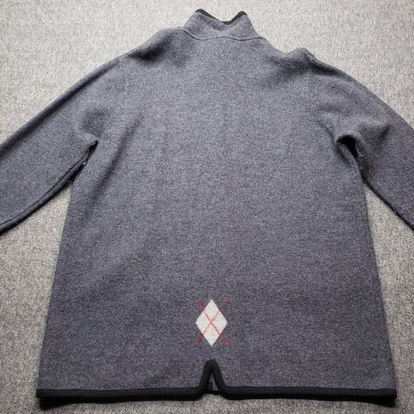 VTG HERMAN GEIST Cardigan Grey Sweater 100% Wool & Knit Women 3X Black Collar - Picture 2 of 6